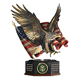 U.S. Army Cold-Cast Bronze Sculpture With Illuminated Base