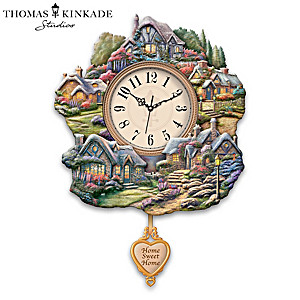 Thomas Kinkade "Cozy Cottages" Sculptural Wall Clock