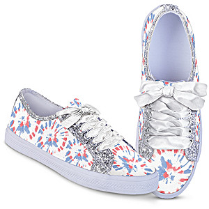 Patriotic Tie-Dye Ever-Sparkle Women's Canvas Shoes