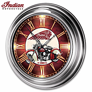 Indian Motorcycle Light-Up Atomic Wall Clock