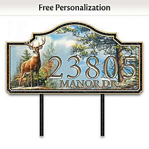 Personalized Address Sign With Deer Art By Joseph Hautman