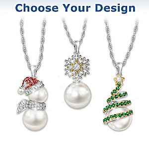 "Pearls Of Joy" Crystal And Simulated Pearl Pendant Necklace