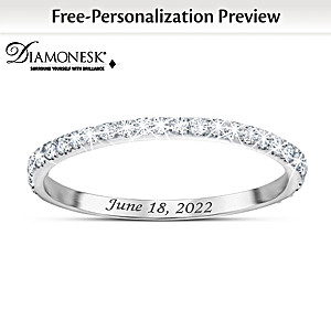 Diamonesk Wedding Band With Personalized Names Or Message