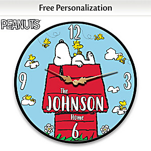 PEANUTS Snoopy And Woodstock Personalized Wall Clock