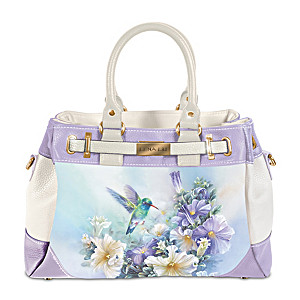 Lena Liu Hummingbird Art Fashion Handbag With Golden Plaque