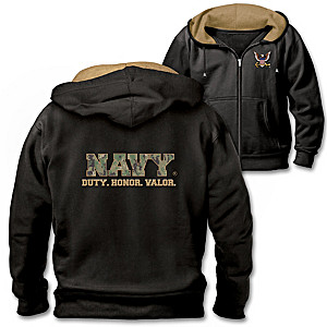 "Armed Forces Strong And Proud" U.S. Navy Front-Zip Hoodie