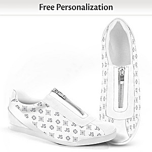 Personalized White Canvas Women's Shoes With Your Initials