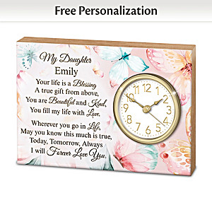 "My Daughter, My Blessing" Personalized Keepsake Desk Clock