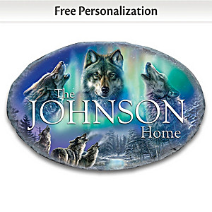 Wolf Art Outdoor Welcome Sign Personalized With Family Name
