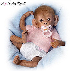 "Coco" Poseable Lifelike Baby Monkey Doll By Linda Murray