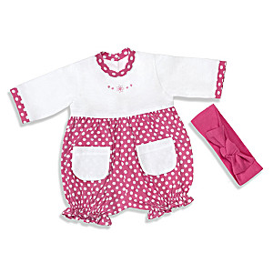Raspberry Romper Baby Doll Outfit And Headband Set