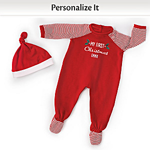 Personalized Christmas PJs Set For Baby Dolls 16" - 19" Long