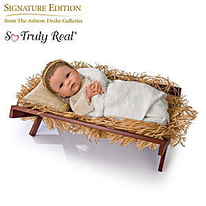 Jesus Baby Doll With Realistic Manger And Natural Fabrics