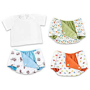 3 Reversible Baby Boy Doll Diaper Covers And 1 White T-Shirt