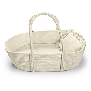 White Rope Basket With Pillow For Baby Dolls Up To 22"