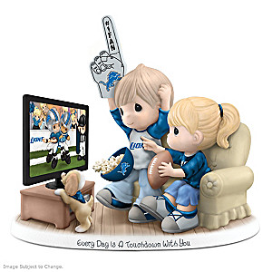 Detroit Lions Porcelain Figurine With Fans, TV & Pup
