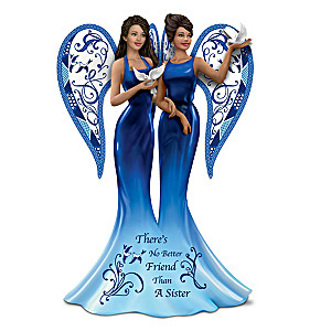 Keith Mallett Blue Willow Angel Sister Figurine
