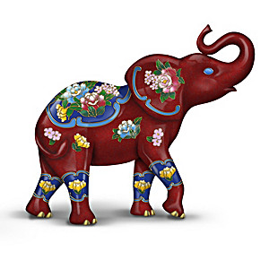 Cloisonne Elephant Figurine With Cloisonne-Inspired Designs