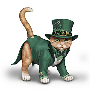 Blake Jensen "Feline Lucky" Irish-Themed Cat Figurine