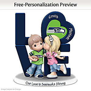 Precious Moments Seahawks Personalized Couple Figurine