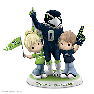 Precious Moments Porcelain Couple With Seahawks Mascot