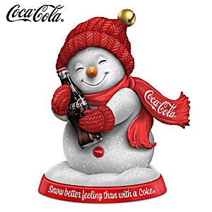 COCA-COLA Snowman Figurine With Real Jingle Bell