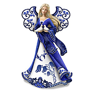 Karen Hahn Romantic Blue Willow-Inspired Angel Figurine