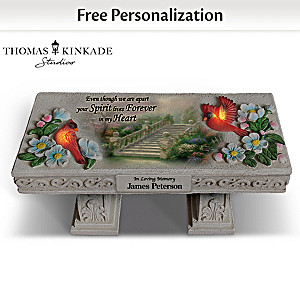 Thomas Kinkade Personalized Lighted Memorial Bench Sculpture