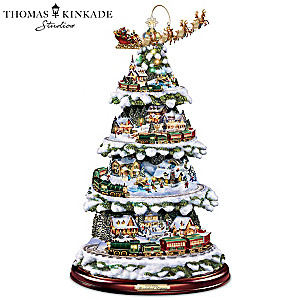 Thomas Kinkade Tree With Lights, Moving Train, Music