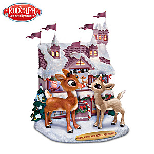Rudolph The Red-Nosed Reindeer & Clarice Christmas Sculpture