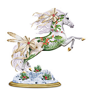 Laurie Prindle Holiday Horse Sculpture With Real Feathers