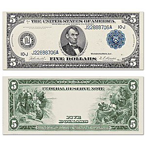 1914 Series $5 Abraham Lincoln FRN designed on modern Genuine $2 U.S Bill 