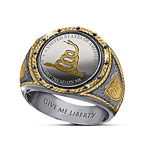 "Don't Tread On Me" Silver Proof Coin Engraved Men's Ring