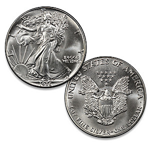 1986 First-Year American Eagle Silver Dollar And Display Box