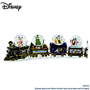 Miniature Snowglobe Christmas Train With Disney Characters
