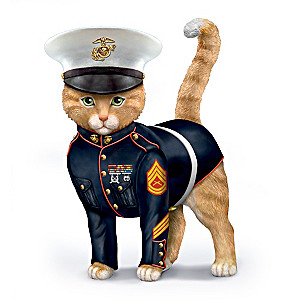 "Paws & Salute the U.S.M.C." Cat Figurine Collection