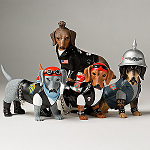 "Live Fur-ee And Ride Hard" Dachshund Figurine Collection