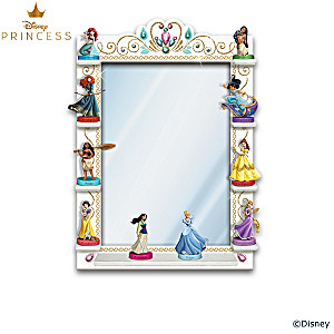 Disney Princess Figure Collection With Wall Mirror Display