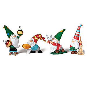 "Christmas Tree Gnomes" Holiday Figures With Fabric Accents
