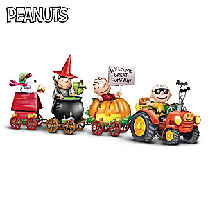 PEANUTS Halloween-Themed Tractor Wagon Sculptures