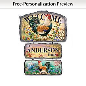 Dona Gelsinger Personalized Rooster Welcome Sign Collection