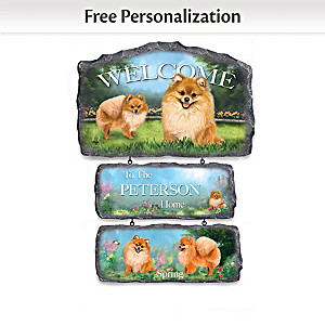 Linda Picken Pomeranian Personalized Welcome Sign Collection