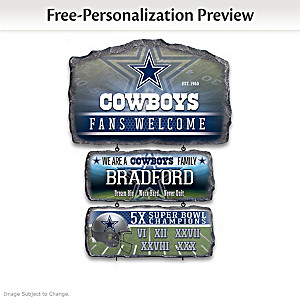 Dallas Cowboys Personalized Stone-Look Welcome Sign