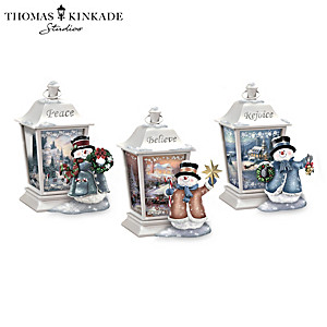 Thomas Kinkade Illuminated Snowmen Lantern Collection