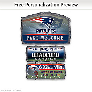 New England Patriots Personalized Stone-Look Welcome Sign