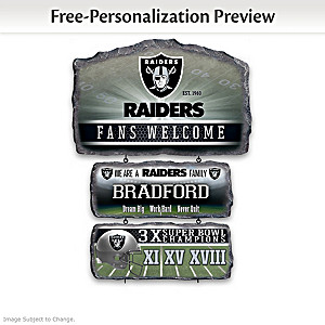 Las Vegas Raiders Personalized Stone-Look Welcome Sign