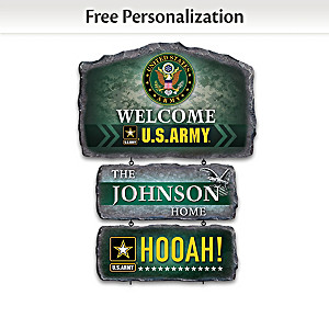U.S. Army Personalized Stone-Look Welcome Sign