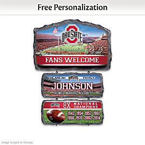 Buckeyes Personalized Stone-Look Welcome Sign