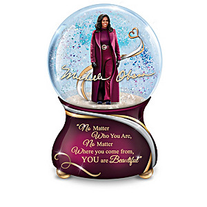Porcelain Musical Glitter Globes With Michelle Obama Quotes