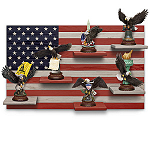"Symbols Of Freedom" Eagle Sculptures With Flag Display